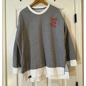 Hallmark Channel Women's L Gray Fleece Christmas Sweatshirt Comfy Cozy Merry